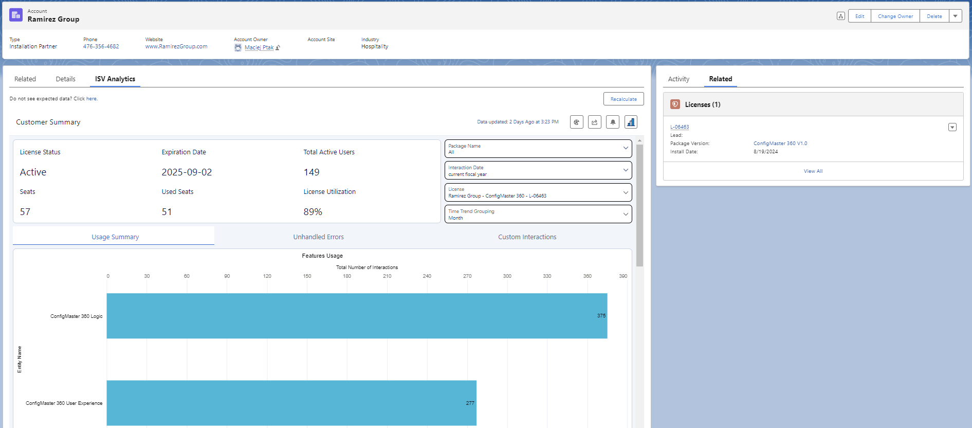 Customer Summary - ISV Analytics