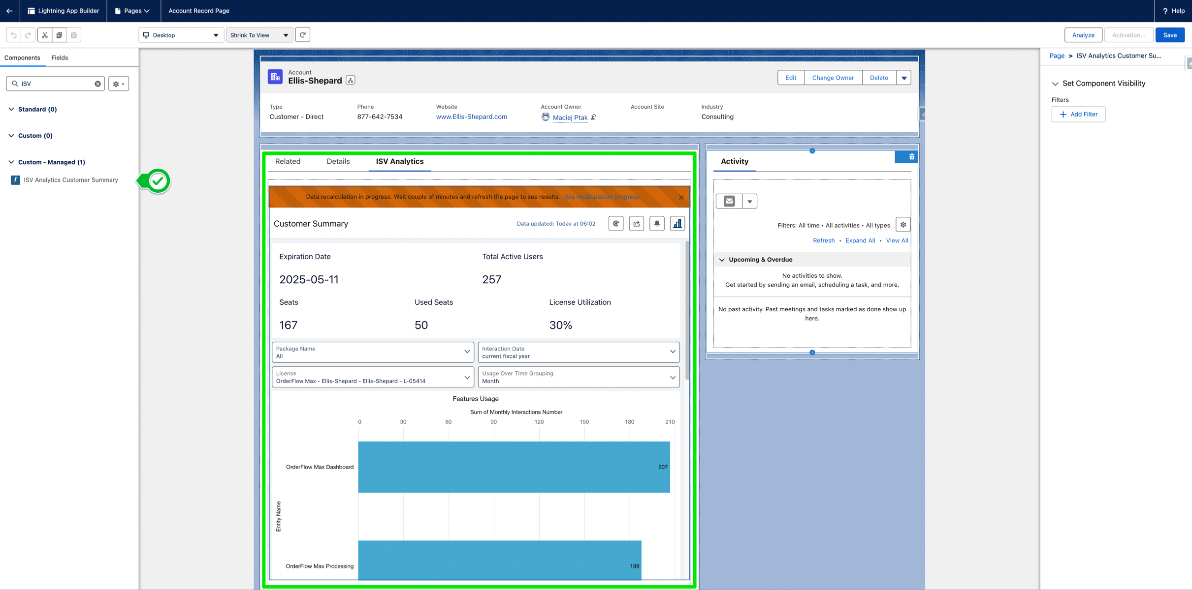 customer summary dashboard